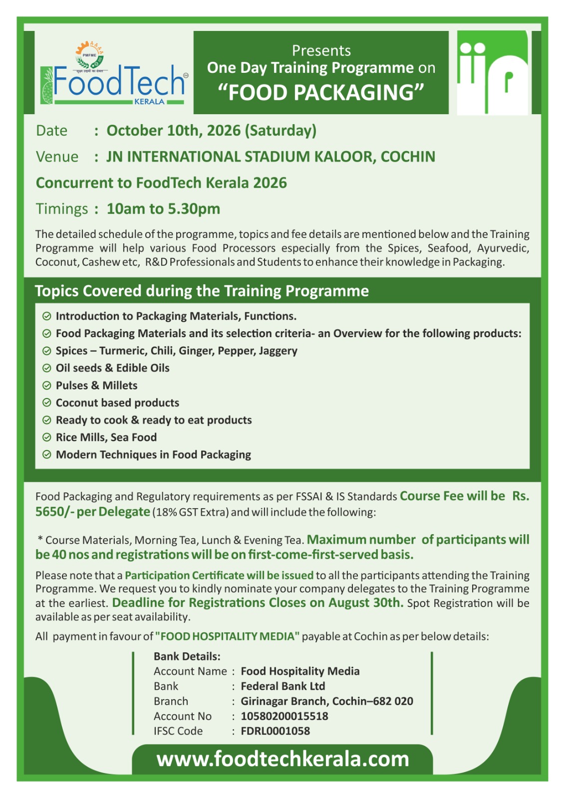 IIP Food Training Program Flyer